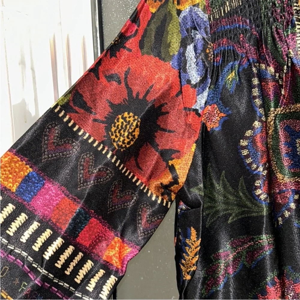 Farm Rio Black Mixed Scarves Mini Dress - Picture 8 of 14